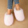 Pantuflas esponjosas al por mayor de explosión para hombre y mujer, pantuflas de algodón cálidas de pelo largo para mujer, pantuflas de algodón antideslizantes para el hogar con forro de felpa engrosado