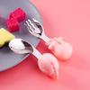Bebê 316 aço inoxidável colher cabo curto bebê aprendendo a comer garfo colher bebê crianças talheres treinamento talheres para alimentação complementar