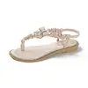 Sandalias de Tira en Dedo con Mariposa de Pedrería Estilo Hada para Mujer, Nuevo Estilo Verano 2026, Sandalias Planas de Tira en Dedo, Moda de Celebridad de Internet, Cómodos Zapatos de Playa