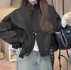 Chaqueta corta de moda estilo coreano con cuello alto para mujer, nueva colección otoño 2026, holgada y casual, top que rejuvenece para figuras petite