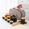 Conjunto de chá de viagem terno presente cerâmica expresso copo um pote quatro xícaras portátil ao ar livre kung fu conjunto de chá que acompanha o logotipo do presente