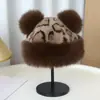 Sombrero Mongol con Felpa Estampada de Leopardo, Sombrero Cálido de Invierno para Mujer, Sombrero de Felpa Estampado de Leopardo, Sombrero Térmico y a Prueba de Frío, Transfronterizo