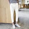 Verão novo masculino calças casuais retrô algodão e linho slim calças cortadas cor sólida masculina fina plus size calças skinny moda
