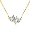 Collar de Plata de Ley S925 Doble Corazón para Mujer, Diseño Sencillo con Incrustación de Circonia en Forma de Corazón y Cierre de Forma Entrelazada