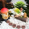 Oferta especial: Casa de Champiñón con Tronco de Árbol, Conejo y Hada de las Flores, Decoraciones de Artesanía de Resina para Patio, Jardín, Bonsái, Decoración Exterior