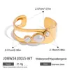 Pulsera Abierta de Acero de Titanio Jiedingshi para Mujer, Joyería que no se decolora, Anillo de Acero Inoxidable, Accesorio Popular Transfronterizo, Trébol de Cuatro Hojas