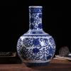 Jarrón de cerámica Jingdezhen de estilo chino, de porcelana azul y blanca, antiguo, para sala de estar, para arreglos florales, adornos decorativos para el hogar.