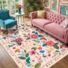 Alfombra Floral Retro, Tapete para Mesa de Café de Sala de Estar, Estilo Pastoral Americano, Antideslizante, Resistente al Desgaste, Alfombra de Mesita de Noche para Dormitorio, Felpudo Lavable a Máquina