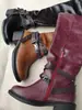 Botas femininas novas para outono e inverno de 2023 com zíper lateral, fivela de cinto, rebites 40-43 tamanhos grandes sapatos de comércio exterior Botas de cavaleiro