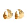 Pendientes de nicho estilo océano con concha de metal, joyería transfronteriza europea y americana, pendientes de rayas estilo frío versátiles retro para mujer