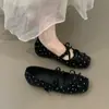 Zapatos de noche para mujer que aumentan la altura, colección otoño 2026, estilo coreano retro de lunares, punta cuadrada, zapatos planos estilo ballet Mary Jane