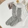 Calcetines Apilados Finos Transpirables Elásticos Rizados Verano Calcetines de Longitud Media Crema Estilo Ballet Rizados Delgados Medias Estilo Japonés