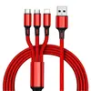 Cable de Datos Trenzado de Nylon Tres en Uno 2A Cable de Carga para Teléfono Móvil Uno a Tres Logo Pequeño Regalo Fábrica Punto al por Mayor
