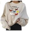 Suéter de cuello redondo con estampado de mariposa, sudadera de otoño e invierno, ropa informal de moda