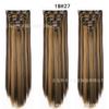 Conjunto de sete peças de extensões de cabelo sem costura, extensões de cabelo sintético liso e longo com 16 presilhas, em cor sólida, material de fibra resistente a altas temperaturas.