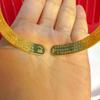 Pulseira Banhada a Ouro Estilo Antigo com Sutra do Coração, Céu Estrelado, Chuva de Meteoros, Penas de Dragão e Fênix, e Desenhos Florais para Mulheres, Cor Duradoura, Banho de Ouro Real