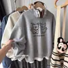 Sudadera de cuello redondo con forro polar estilo americano para mujer, nueva popular otoño 2026 estilo coreano holgada y casual, top de manga larga sin capucha