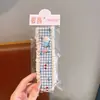 Diadema de velcro para niñas con borde de encaje y diseño de conejo de dibujos animados a cuadros, una herramienta mágica para recoger el cabello suelto, suave con el cabello y el flequillo del bebé