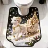 Tapete de Chão de Cordeiro de Natal Desenho Animado Tapete Absorvente de Água para Banheiro de Lama Diatomácea Tapete de Pé em Forma de U para Vaso Sanitário Resistente ao Desgaste Tapete Decorativo