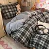 Conjunto simples de 3 peças para dormitório em fio fofo estilo MUJI algodão bolha japonês conjunto de 4 peças capa de edredom listrada de algodão puro para dormitório