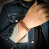 Pulsera de Cuero de Vaca Estilo Retro Literario Casual para Hombres y Mujeres Pulsera Ajustable Creativa Tejida a Mano Pulsera