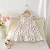 Vestido para meninas 1-8 anos de idade cardigã de renda vintage infantil roupa infantil cardigã floral colete para bebê menina saia