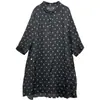 Novedad Primavera y Verano 2026 Vestido Camisa Casual Holgado Estampado de Algodón y Lino Top Versátil Artístico de Longitud Media para Mujer