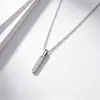 Collar de plata de ley s925 para mujer, barra vertical geométrica con colgante de circonita, cadena para la clavícula, lujo ligero, simple y elegante, gargantilla versátil de una línea