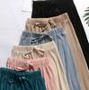 2025 Calças Casuais Soltas Drapeadas de Primavera e Verão Calças de Chiffon Calças de Seda Gelo Femininas Calças Plissadas Slim de Perna Larga Calças Femininas Atacado