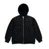 Sudadera con capucha Gótica INS Transfronteriza Moda Nuevo Estilo Pedrería Hot-fix Sencilla Ajustada Color Sólido Chaqueta Sudadera con Capucha