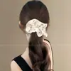 Elástico de Cabelo de Renda Estilo Coreano para Rabo de Cavalo, Scrunchie Grande, Elástico para Coque, Acessório de Cabelo de Luxo para Meninas