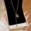 Colar Coreano de Aço Titânio Ouro 18K, Luxo Leve, Nicho, Versátil, Alto Padrão, Não Desbota, Corrente para Clavícula, Acessório de Corrente Elegante para Pescoço