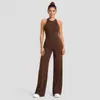 Conjunto de yoga transfronteiriço com costas bonitas e gola halter, roupa esportiva fitness para Pilates, conjunto de treino de corrida de secagem rápida para mulheres