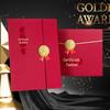 Papel Especial Texturizado Dourado Estilo Europeu Certificado de Honra Tríplice Capa Dourada Personalizada Logotipo da Marcalf
