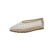Sandálias Vazadas com Strass e Tela Estilo Coreano para Mulheres Verão 2025 Nova Moda Versátil Sapatos Baixos