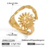 Anel Aberto Estilo Clássico Elegante e Silencioso de Aço Inoxidável e Ouro 18K, Joia Transfronteiriça de Nicho de Alto Padrão, Luxo Leve