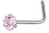 Tachuelas para nariz de acero inoxidable con forma de corazón y estrella más vendidas transfronterizas, barra en S, barra en L, barra curva, joyería para nariz incrustada con diamantes, al por mayor en stock