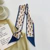 Azul sensação suave combinação diária lenço pequeno de seda faixa para cabelo feminina elástico de cabelo fita fina estreita amarrar bolsa lenço estilo coreano atacado