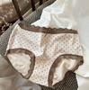Roupa íntima Feminina Estampa de Leopardo 7A Antibacteriana Confortável Respirável Algodão Feminina Escovada Outono e Inverno Cintura Média Sexy que Cobre o Quadril Calcinhas para Mulheres