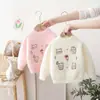 Suéter Feminino Outono e Inverno 2025 Novo para Bebê Menina Pulôver de Tricô Desenho Animado Acolchoado Crianças Veludo de Visão Inferior