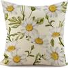 Funda de almohada de lino con estampado floral de margarita Decoración del hogar Cojín de sofá de hortensia Funda de almohada de lino Admite personalización