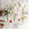 Jarrón Pequeño de Vidrio Estilo Retro Francés Ins Transparente Contenedor para Arreglo Floral Hidropónico Adorno de Decoración de Mesa