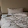 Estilo femenino y elegante juego de ropa de cama de cuatro piezas 60 hilos Tencel de Lenzing doblemente cepillado mate bordado suave y fresco