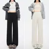 Calça de maternidade, confortável e sem restrições, adequada para primavera e outono, plus size, com painel de suporte para a barriga, extra longa e projetada para figuras petite, apresentando um estilo de perna larga