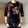 Camiseta de manga larga para hombre de primavera y otoño, camisa con estampado 3D de dragón chino, ropa juvenil de otoño, camisa de hombre de talla grande, moda ajustada