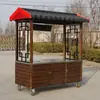 Carrito pequeño puesto de carrito puesto de carrito comida marinada comida cocinada hotcakes fruta cadena frita coche de desayuno coche de comedor empujado a mano venta directa