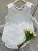 Design Sense Back Lace Stitching Western Style Base Vest Mulheres 2023 Primavera e Verão Novo Emagrecimento Sem Mangas Interior Top