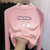 Camiseta Térmica para Niñas Otoño e Invierno Estilo Nuevo para Niños Mayores, Cuello Alto Medio, Elegante Terciopelo Alemán Engrosado Cálido Camiseta Top Tendencia