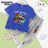 Critters Sonrientes Sonrisa de Terror Ropa Infantil Algodón Manga Corta Seda de Hielo Anti-Mosquitos Conjunto de Pantalones Conjunto Elegante de Dos Piezas