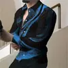 Camisa de Hombre Transfronteriza 2026 Moda Retro Textura Callejera Impresión 3D Camisa Casual Manga Larga Cuello Campana